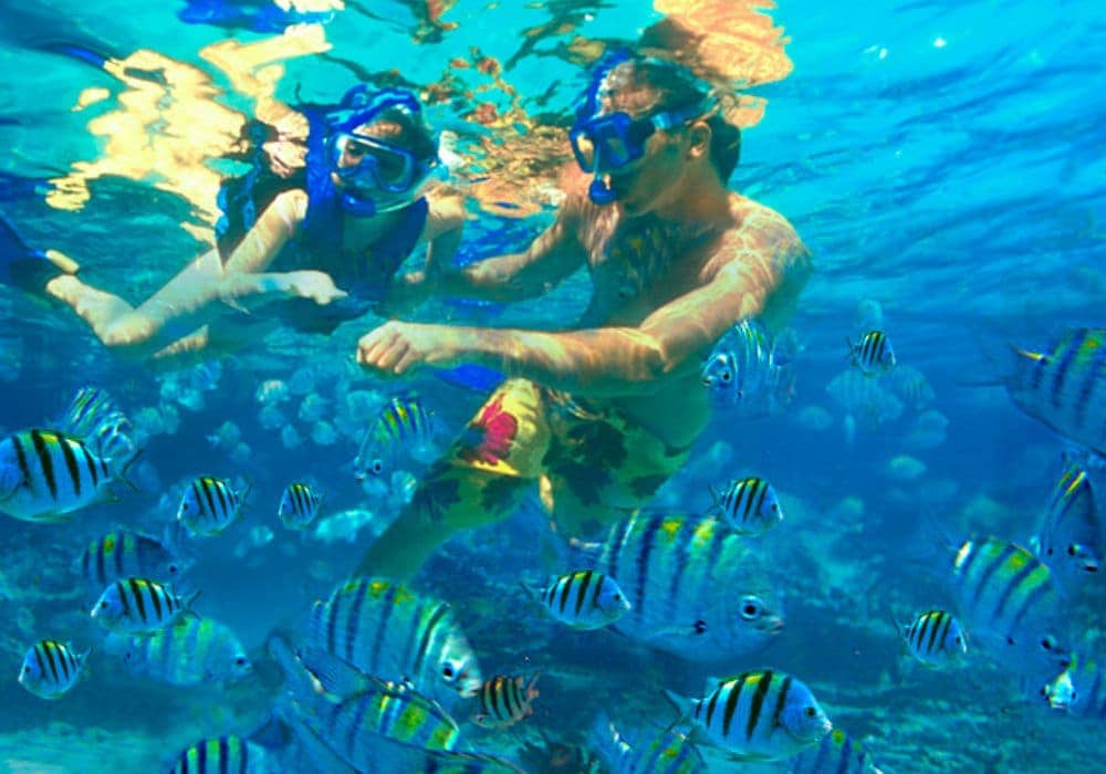 esnórquel con familia en Cancún