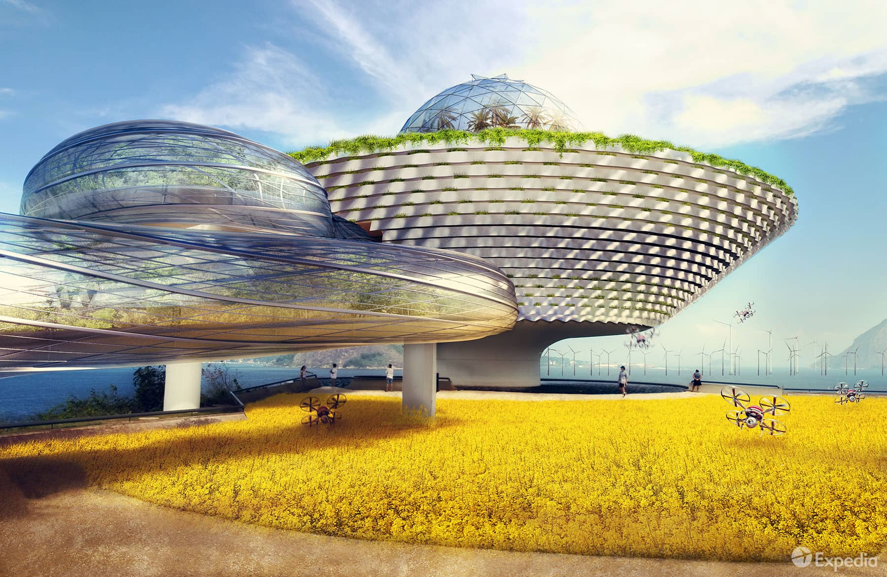 La mom museo en estilo de arquitectura sostenible